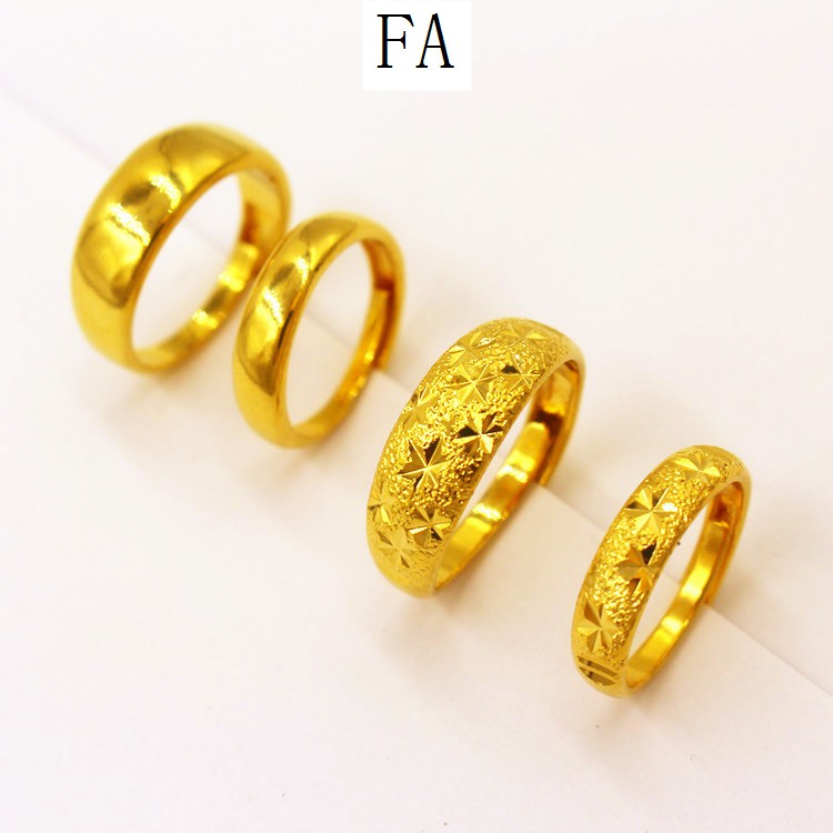 Asli Vietnam pasir emas simulasi emas palsu 24 k perhiasan 999 non-memudar berbintang cincin kawin u