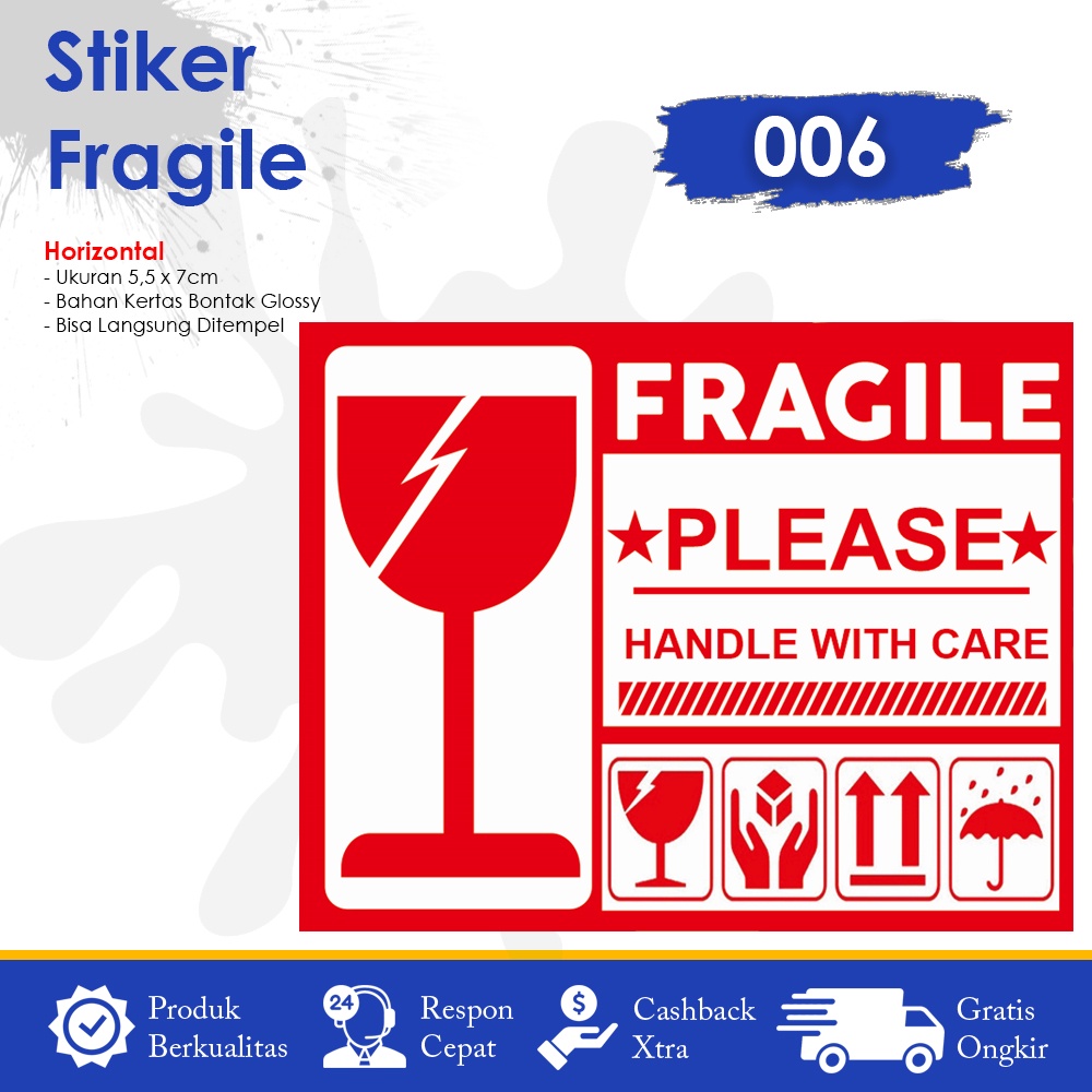 Stiker Fragile Stiker Pecah Belah Stiker Label Pengiriman Sticker Fragile Horizontal-6