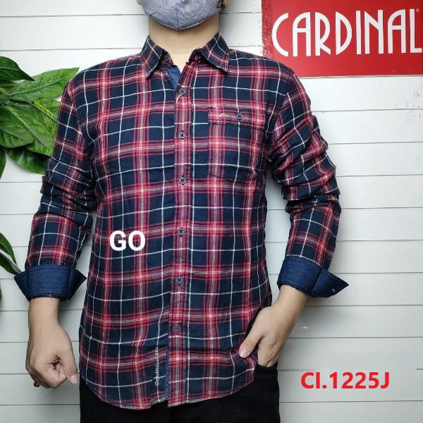 BB CARDINAL CASUAL KEMEJA Slimfit JUMBO,BIG Hem Pria Baju Cowok Pakaian Pria Lengan Panjang KEREN!!