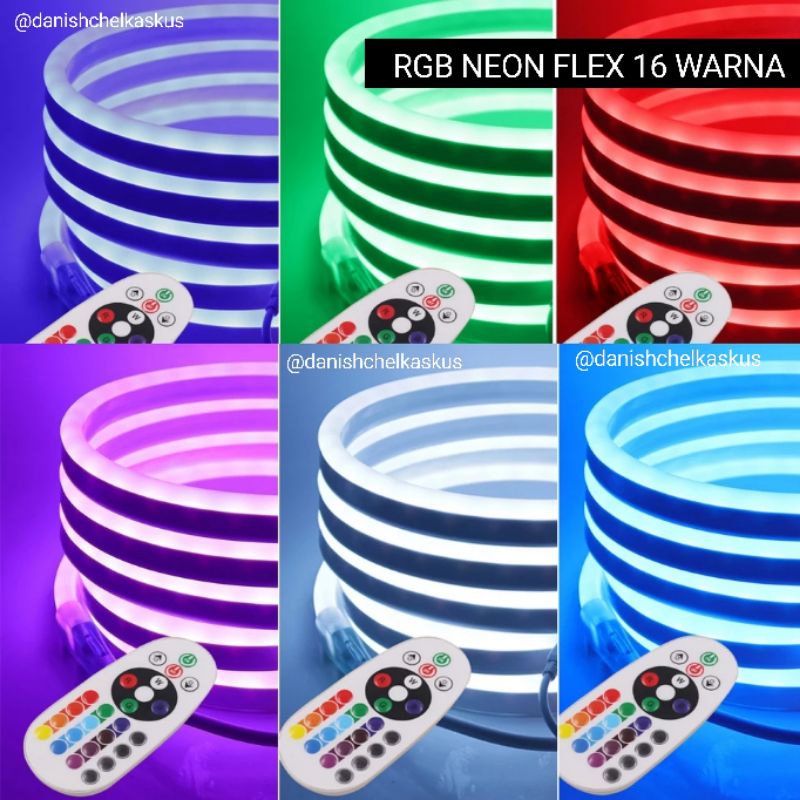 PAKET NEON FLEX RGB 16 WARNA PANJANG 5 METER