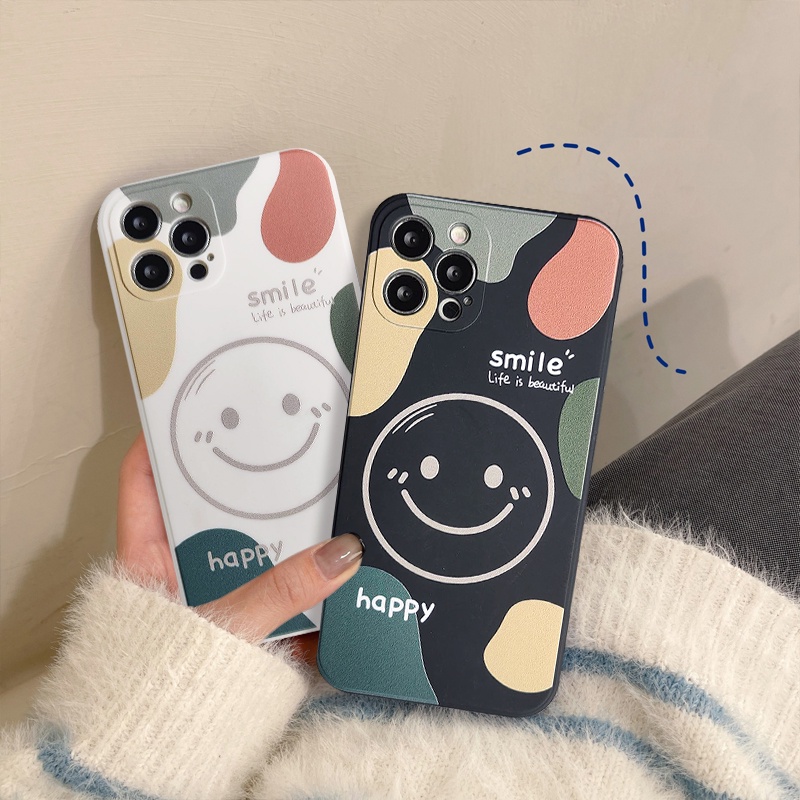 Casing Redmi 12C 10C A1 10 9A 9 9T 9C NFC POCO X5 F4 M4 M3 X3 NFC Pro Note11 Pro 9 Note12 8 10 10Pro 10S 12 Lite Angin Dingin Kubus Lurus Happy Smile Art Line Soft Phone Ungu Sarung