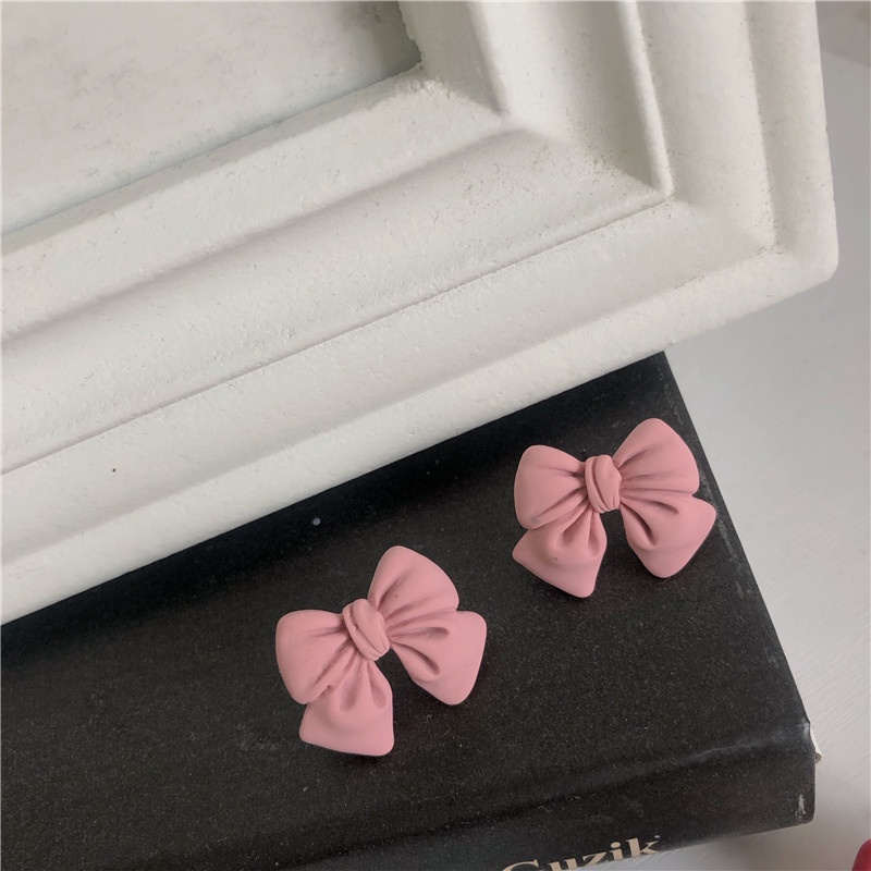 Anting Desain Pita Warna Permen frosted Gaya Korea Untuk Wanita