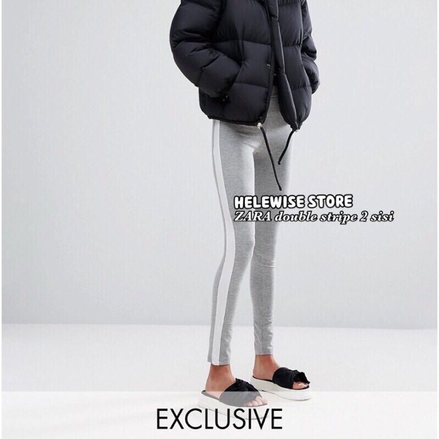 ZARA Double Stripe 2sisi/ Celana Legging Fitnes Aerobik Senam Yoga Premium Quality