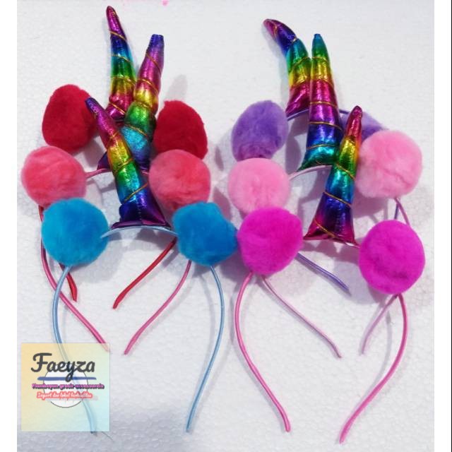 Bando unicorn pompom 6 pcs twins grosir