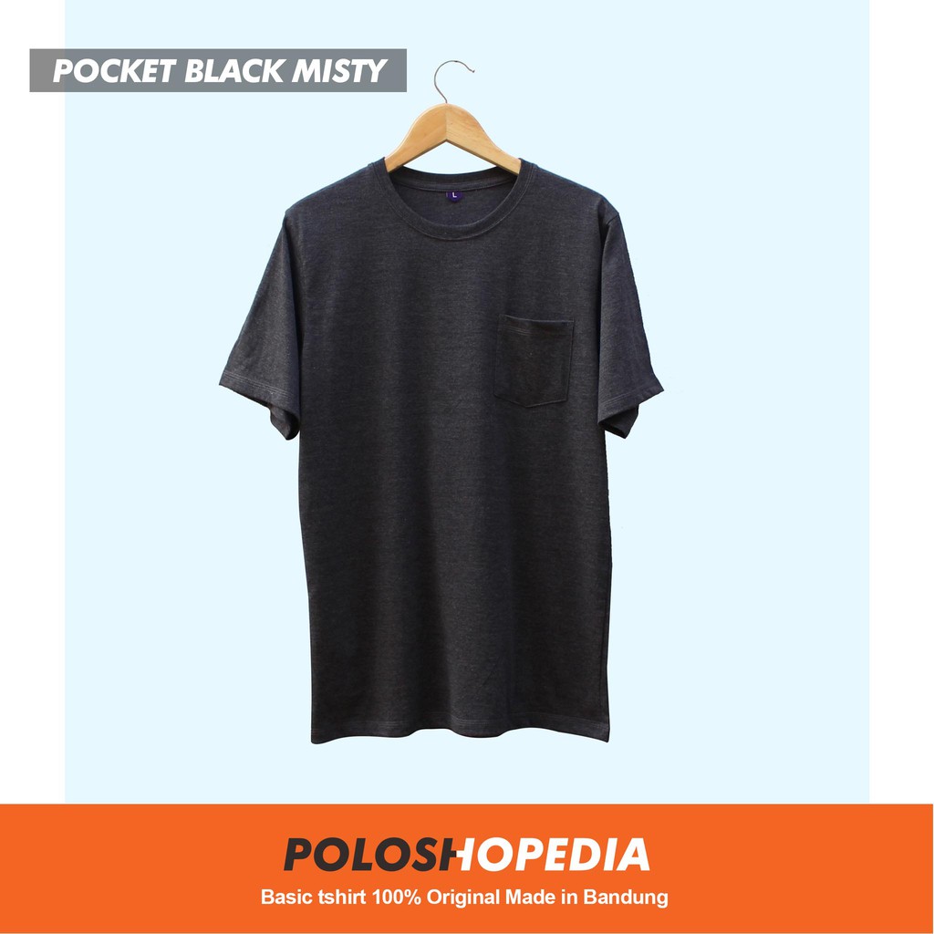 KAOS POLOS POCKET BLACK MISTY UNISEX  / KAOS POLOS PRIA WANITA / BAJU KAOS POLOS SAKU HITAM MISTY