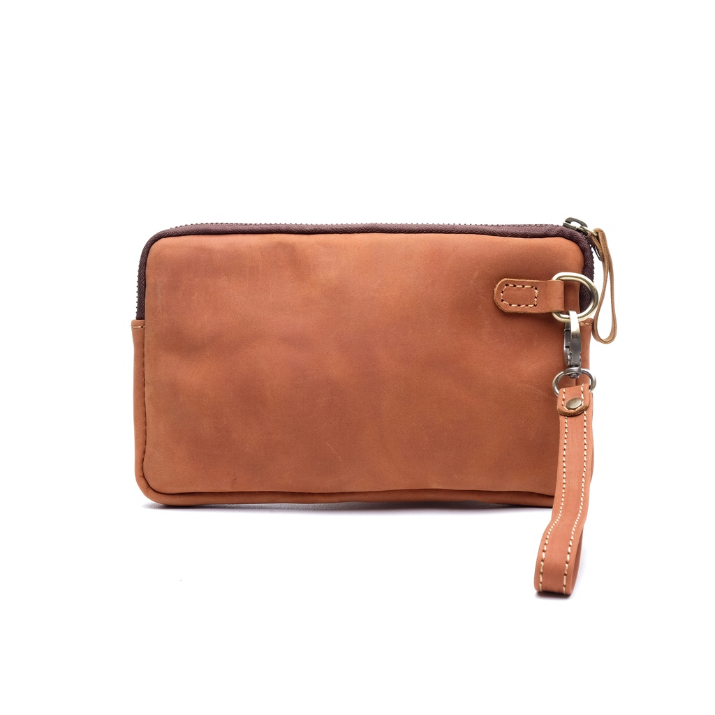 Handbag Tas Tangan Clutch Minimalist Pria Wanita Kulit Sapi Crazyhorse Asli