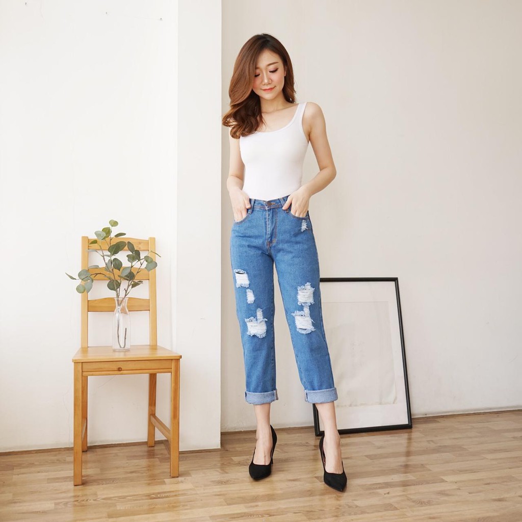 FWR - CELANA JEANS BOYFRIEND RIPPED WINDY