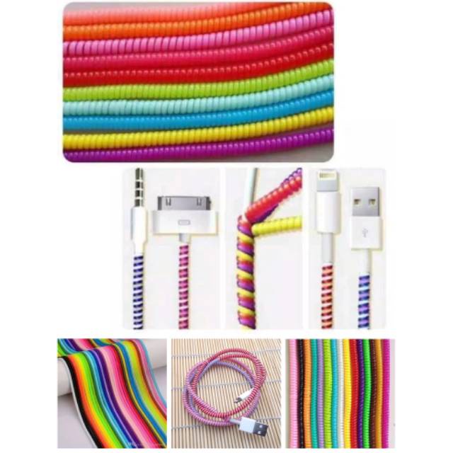 (NCS) [10 gr] Pelindung Kabel SPIRAL Pengaman Kabel Charger Warna / Cord Protector Cable Casing Bagus