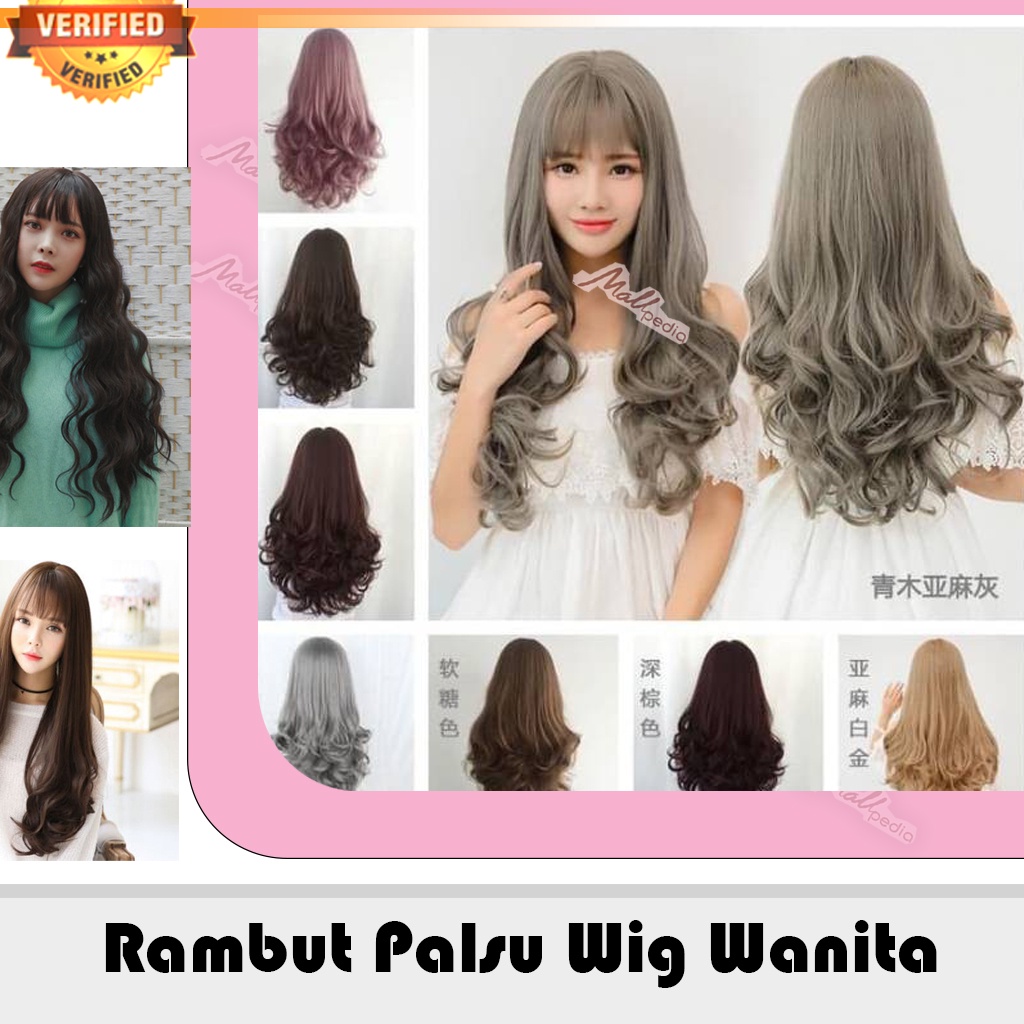 SH8 Wig Rambut Palsu Model Wavy 65cm Hair Clip Gelombang Ikal Blonde Curly Hairclip Rambut Palsu Fynha Mirip Rambut Asli Hitam
