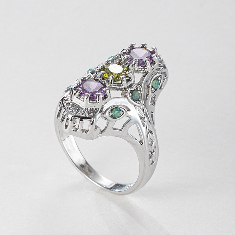 Cincin Zircon Inlaid Bahan Tembaga Untuk Pria / Wanita