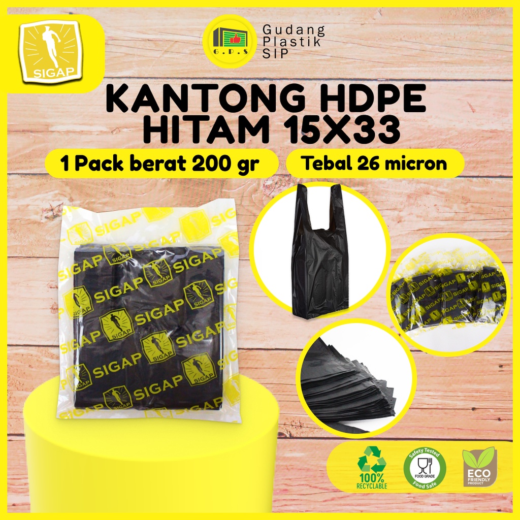 Kantong Plastik Kresek SIGAP HD Tebal Hitam 200 gr ukuran 15 / 24 / 28