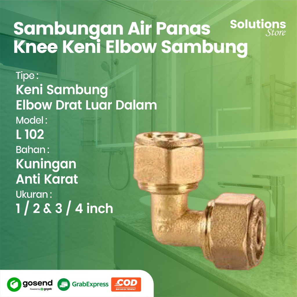 Elbow Sambungan Air Panas , Knee Keni Elbow Sambung 1/2 Inch Kuningan