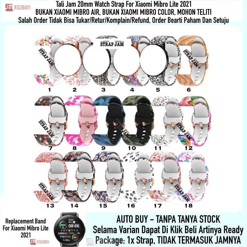 Tali Jam Wanita 20mm Karakter Lucu Cantik Untuk Mibro Lite - Strap Silikon Motif