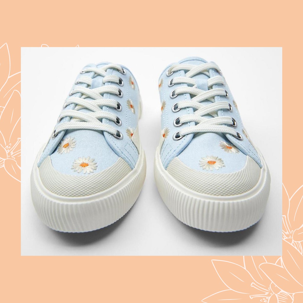 SEPATU WANITA SELOP ZS-704 SNEAKERS BORDIR BLUE