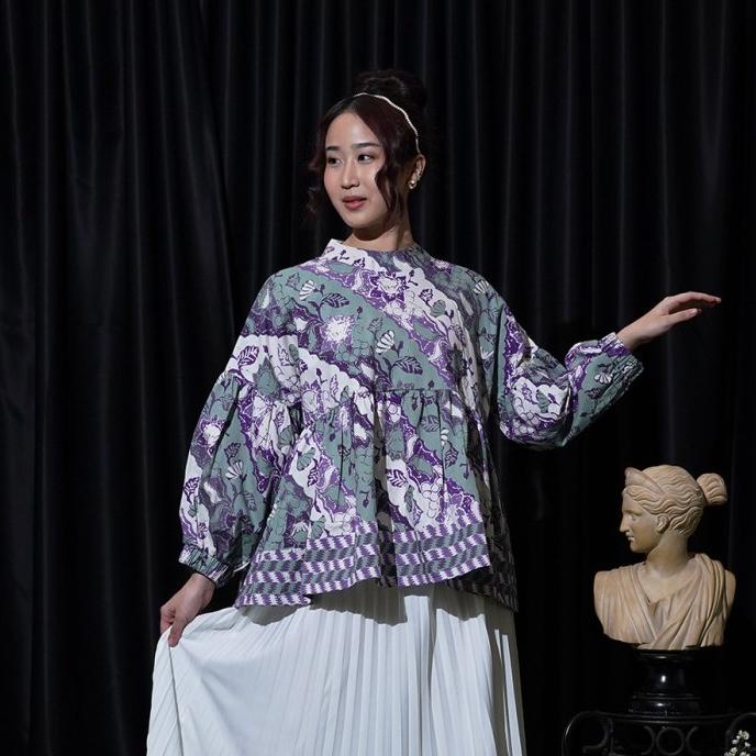 NONA RARA - Nyiur Permen T0880, Baju atasan kerja blouse batik wanita