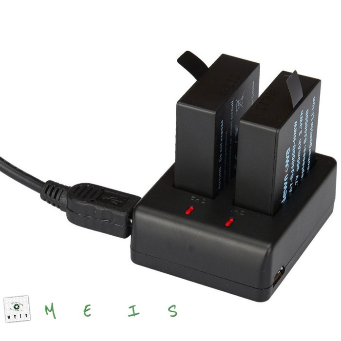 Gaya Charger External 2 Slot Action Cam Eken H9 H9R Pro - Casan Murah