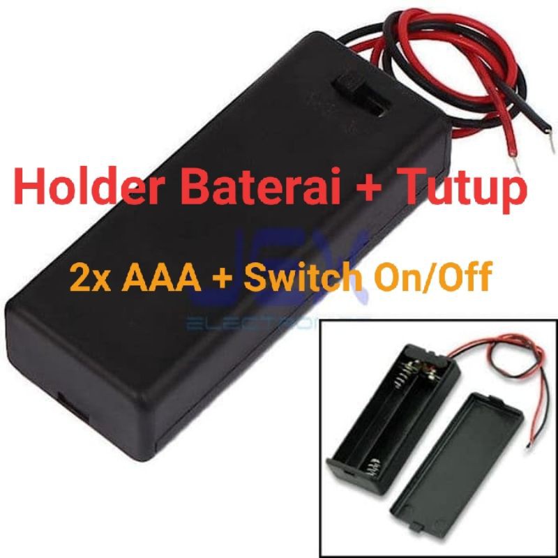 Kotak Holder 2x AAA Tutup dan Switch On Off