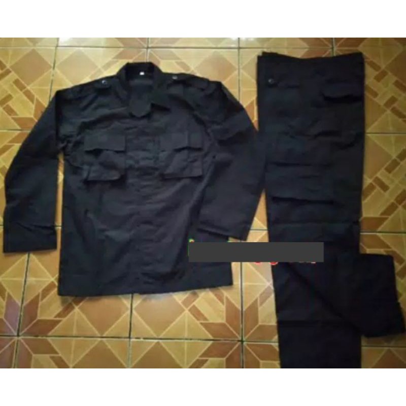 SERAGAM PDL HITAM BAHAN KOTAK KOTAK/RIPSTOK