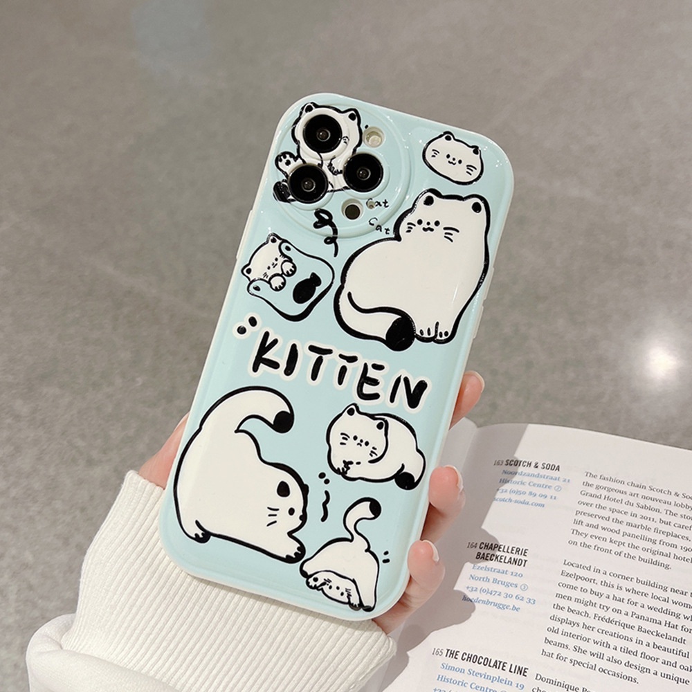 Case Pelindung Motif Kucing Bahan TPU Untuk iPhone 11 13pro 13prm 12 7Plus xs 8Plus XR 7 8 XR 11pro xs Max 12Pro Max