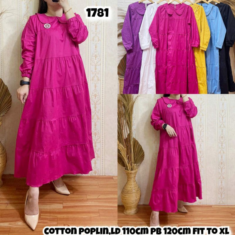 MIDI dress bahan katun poplin