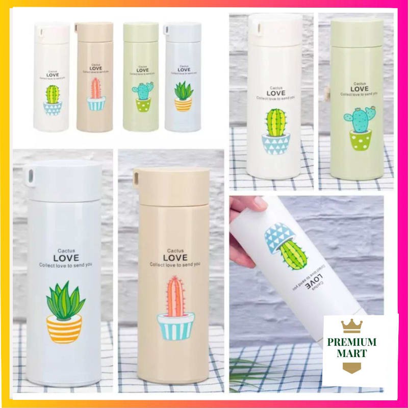 BOTOL KACA 450ml MOTIF CACTUS / FRESH GLASS Botol minum cantik.[pm]