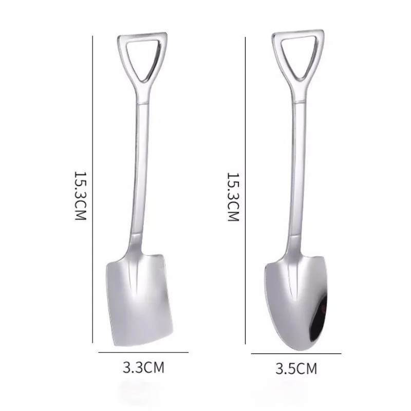 304 Stainless Steel Dessert Spoons Creative Retro Shovel Ice Cream Spoon Coffee Spoon Spade Watermelon Scoop Dinner Spoon