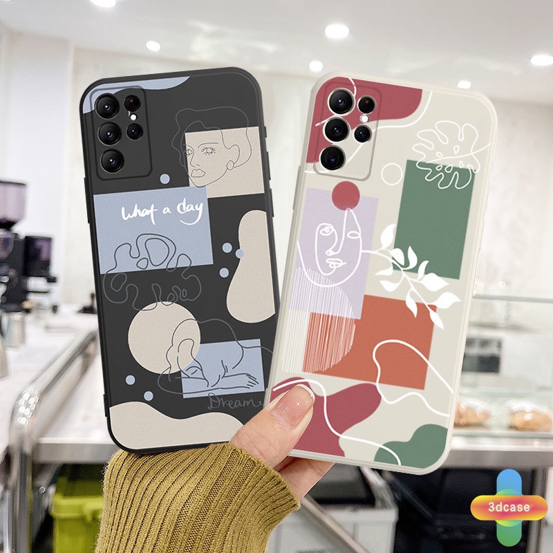 Casing Soft Case OPPO A15 A54 A5S A3S A16 A95 A7 A5 A9 A31 A53 2020 A12 A1K A55 A36 A76 A96 Reno 5 4 5F 4F 6 7 A57 A74 A15S A52 A11K A92 A35 A11 A93 A32 A72 A94 A53S F17 PRO A16S A12S A12E A33 Y20 Y12 5 5i C3 C25 C12 Ins Art Line Face  Shockproof Cover