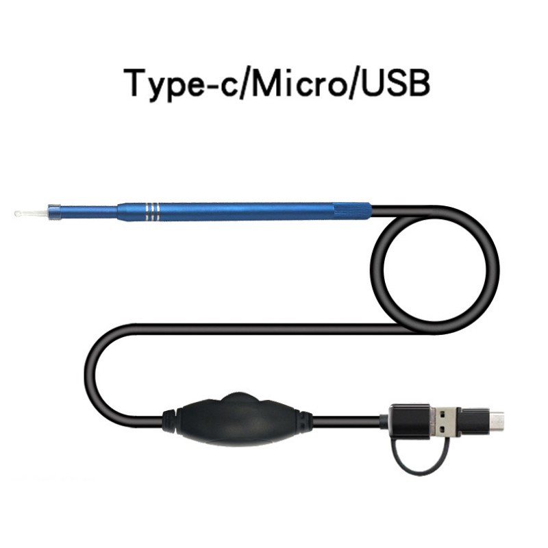 TaffOmicron 3 in 1 Kamera Endoscope HD Visual USB Earpick with 6 LED - JC- 7MM - Black