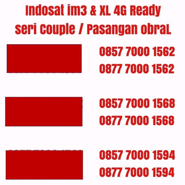 Kartu perdana nomor cantik im3 ooredoo X L Axiata 4G couple / pasangan 7000 obral