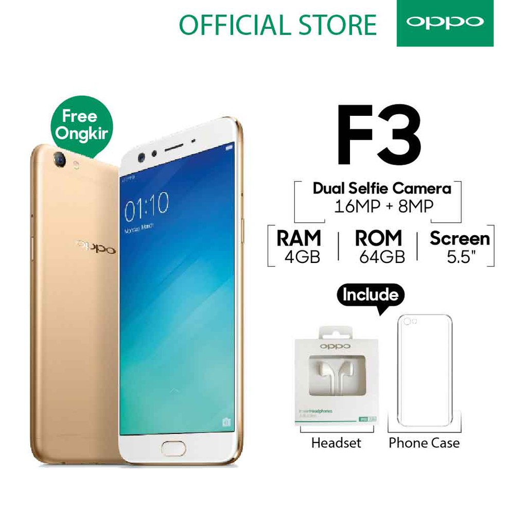 Oppo F3 Smartphone 4GB/64GB Gold (Garansi Resmi Oppo ...