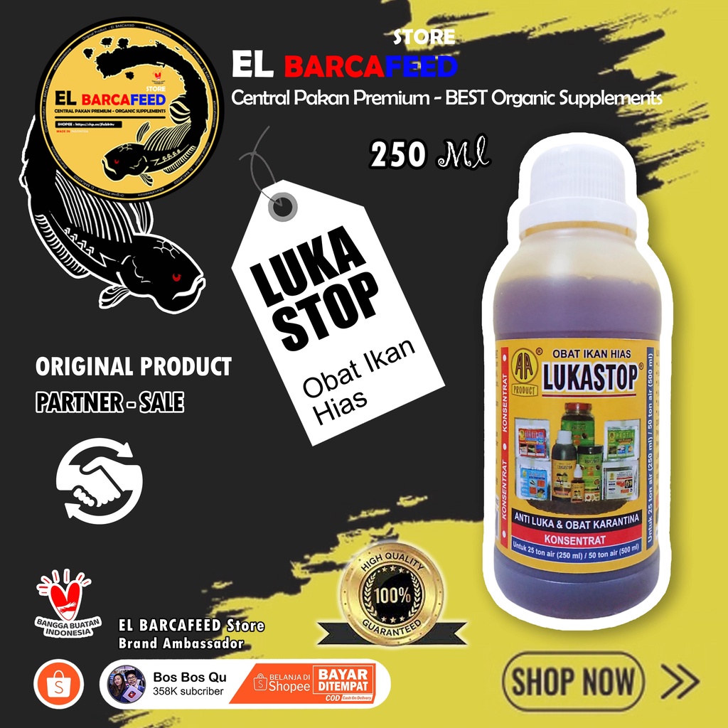 LUKA STOP LUKASTOP 250 Ml ( Obat Jamur, Karantina Ikan Hias / Koi ) - EL BARCAFEED PARTNERSALE