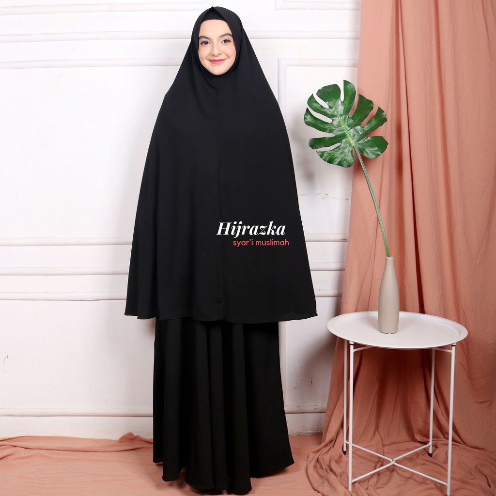gamis set khimar / gamis polos / model gamis terbaru - hitam 2