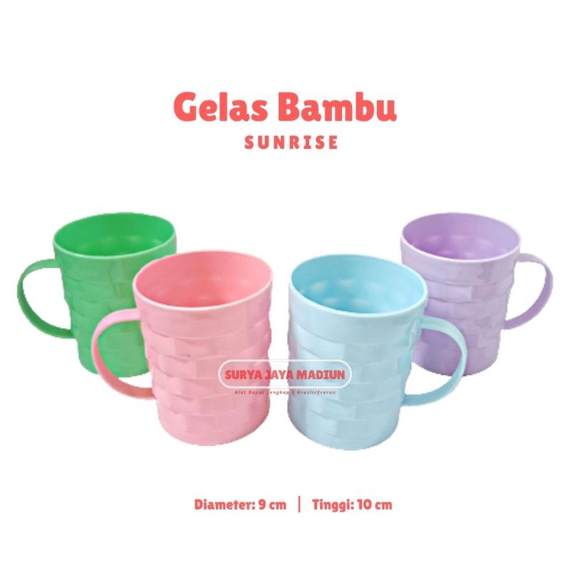 Gelas Gagang Plastik Warna Pastel | Gelas Bambu | Cangkir