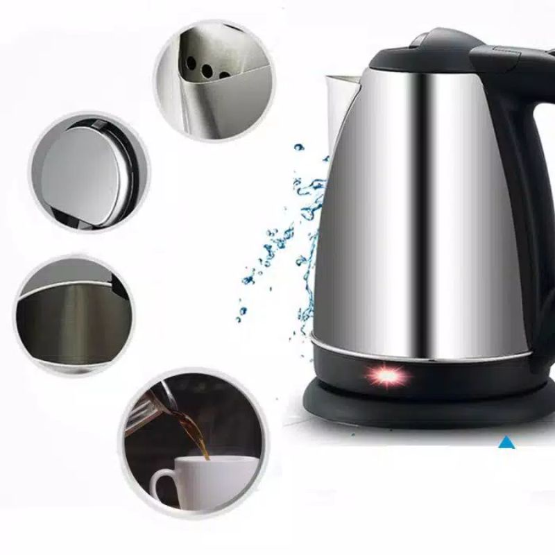 Teko ketel ceret listrik elektrik 2 Liter Stainless steel pemanas air electric kettle WATER HEATER