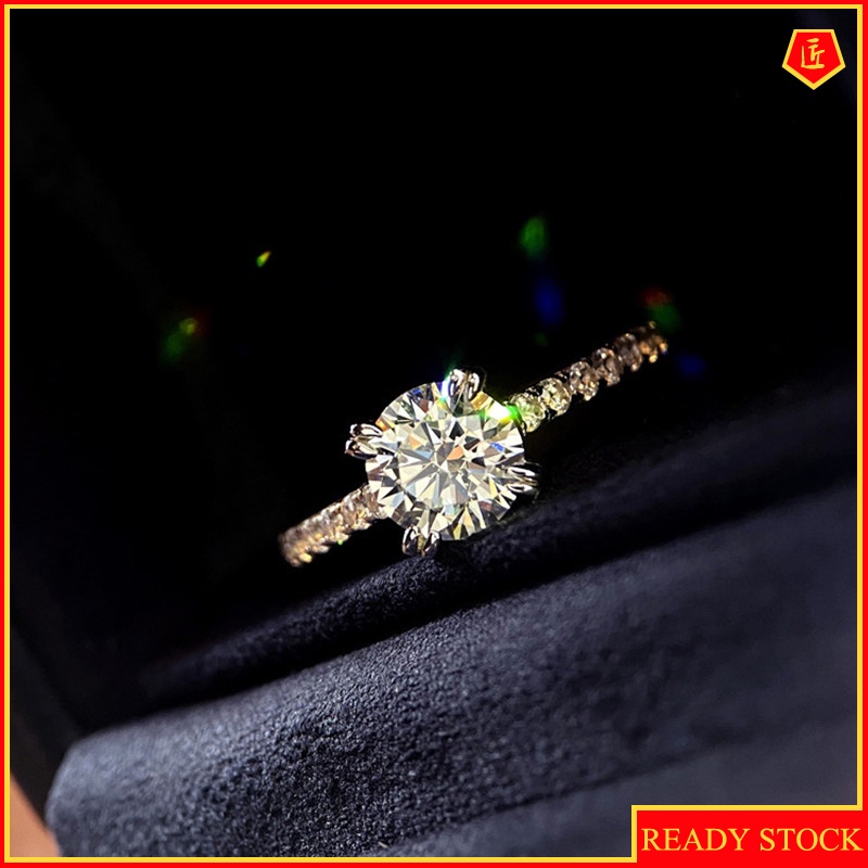 [Ready Stock]Simple Elegant Moissanite Four-Claw Diamond Ring