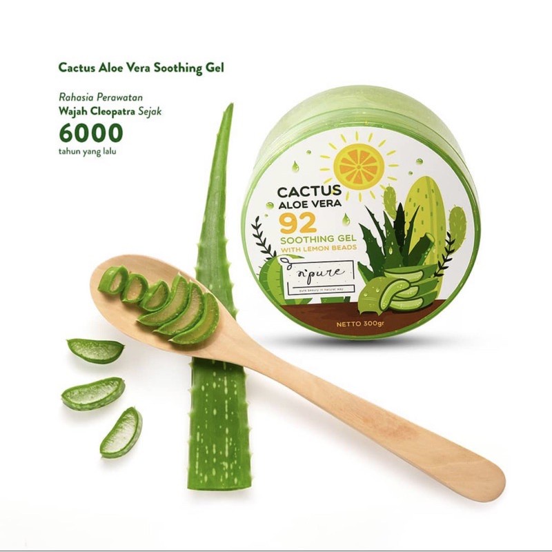 NPURE Cactus Aloe Vera Soothing Gel 300ml (Pelembab Wajah Badan Tubuh, Moisturizer Gel)