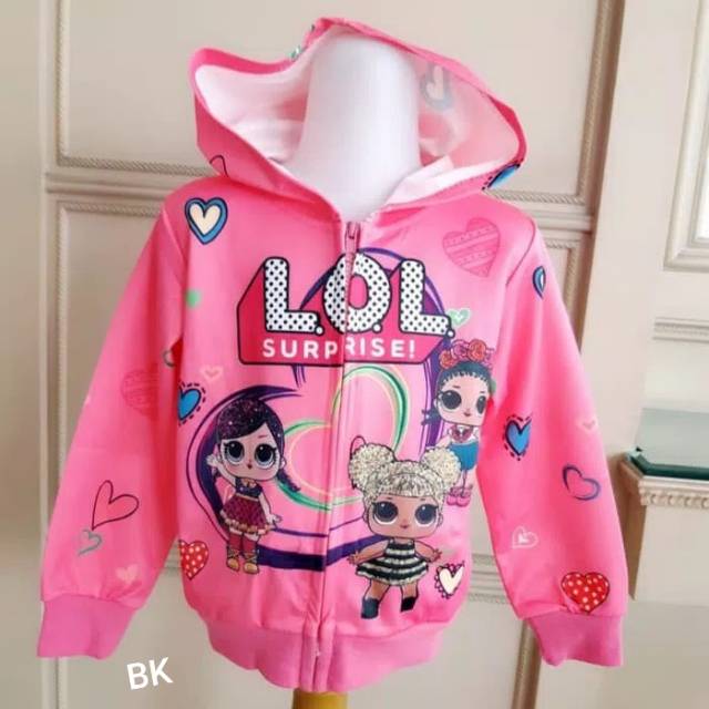 GA2729 LOL LOVE OUTER FUSCHIA / JACKET HOODIE LOL SUPRISE PINK MURAH / JAKET IMPORT ANAK KOREA