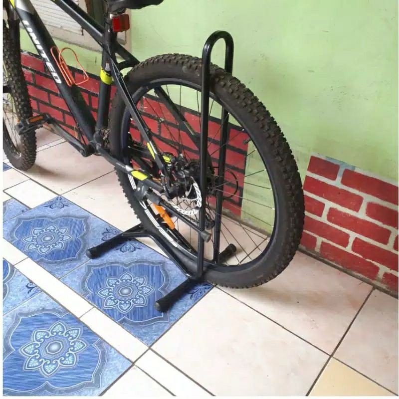 PEDOK SEPEDA L Vorcool Stand Parkir Sepeda Bicycle Racks Floor Standing Bike Display - L149 - Black