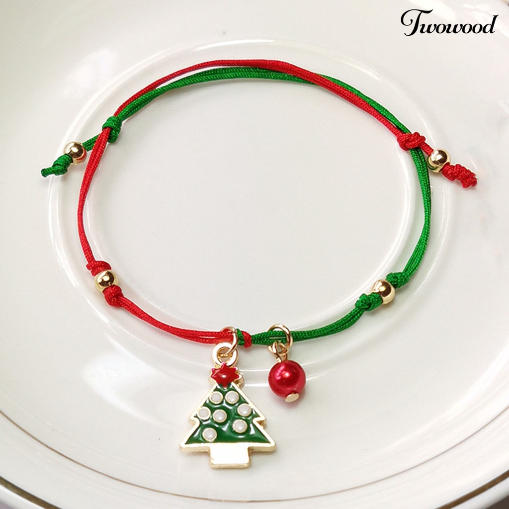 Gelang Rajutan Tangan Desain Pohon Natal Santa Claus Rusa Snowflake Untuk Unisex