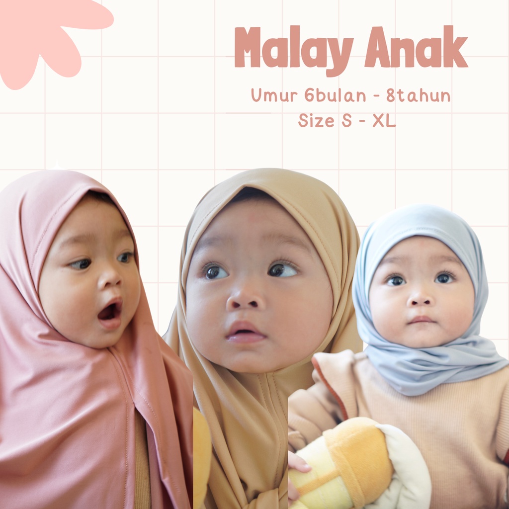 HIJAB MALAY INSTAN ANAK/ HIJAB INSTAN ANAK/HIJAB INSTAN JERSEY