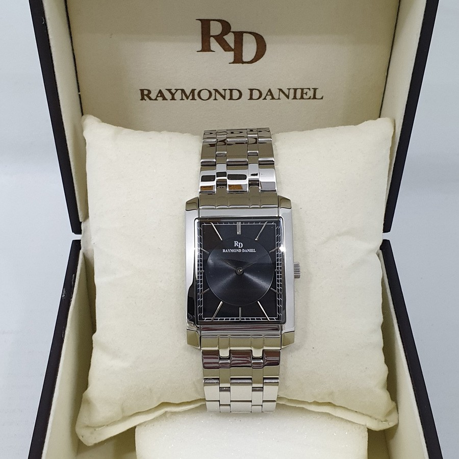 Raymond Daniel RD212 Silver Plat Hitam, Jam Tangan Unisex, Original