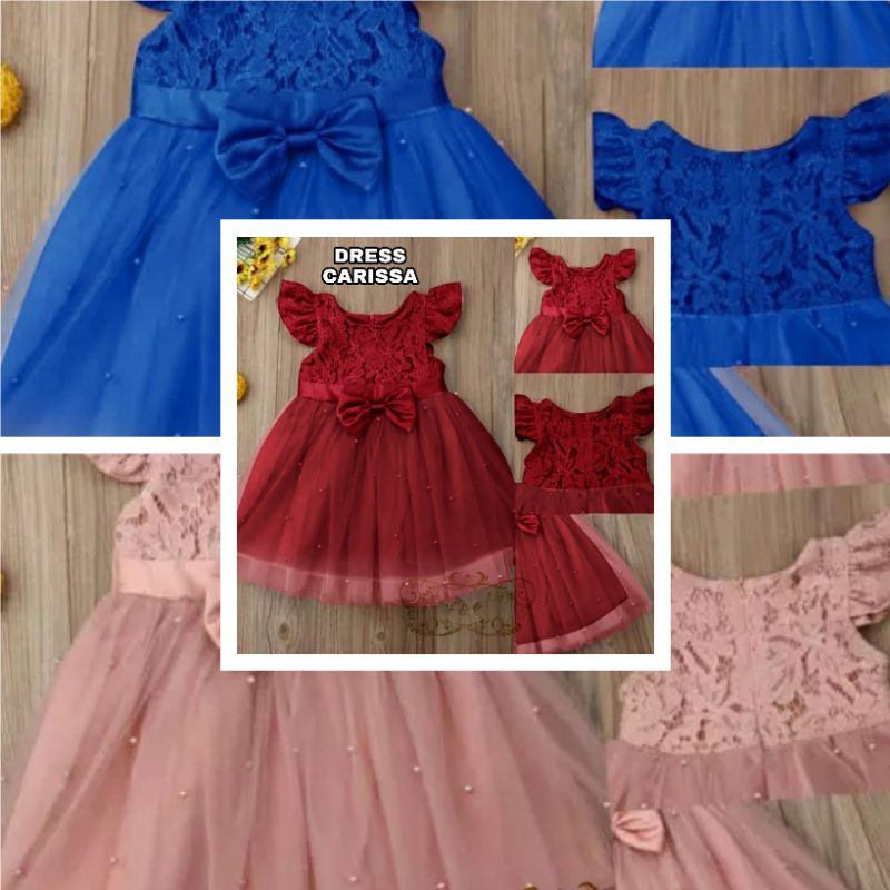 DRESS CARISSA KID FASHION PAKAIAN ANAK PEREMPUAN BAHAN BRUKAT FEHM