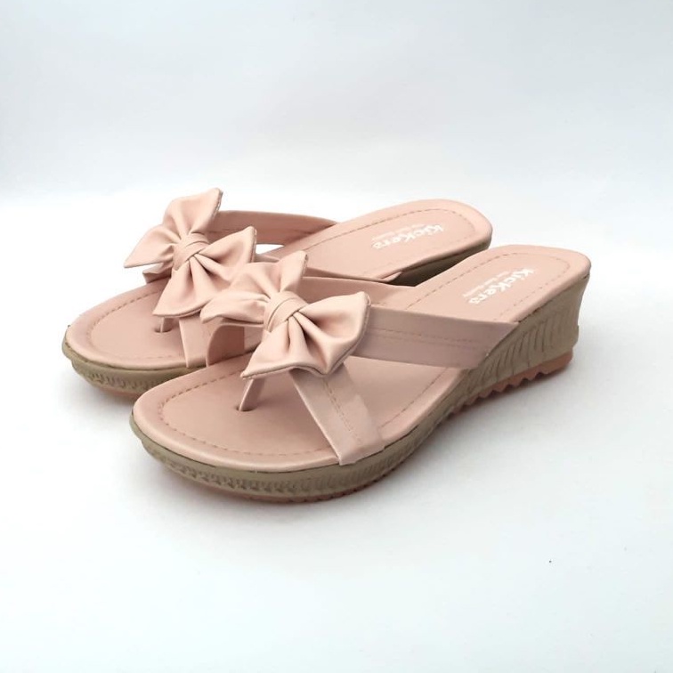 sandal wanita wedges hak 5 cm | sandal kickerss wanita hak wedges pita