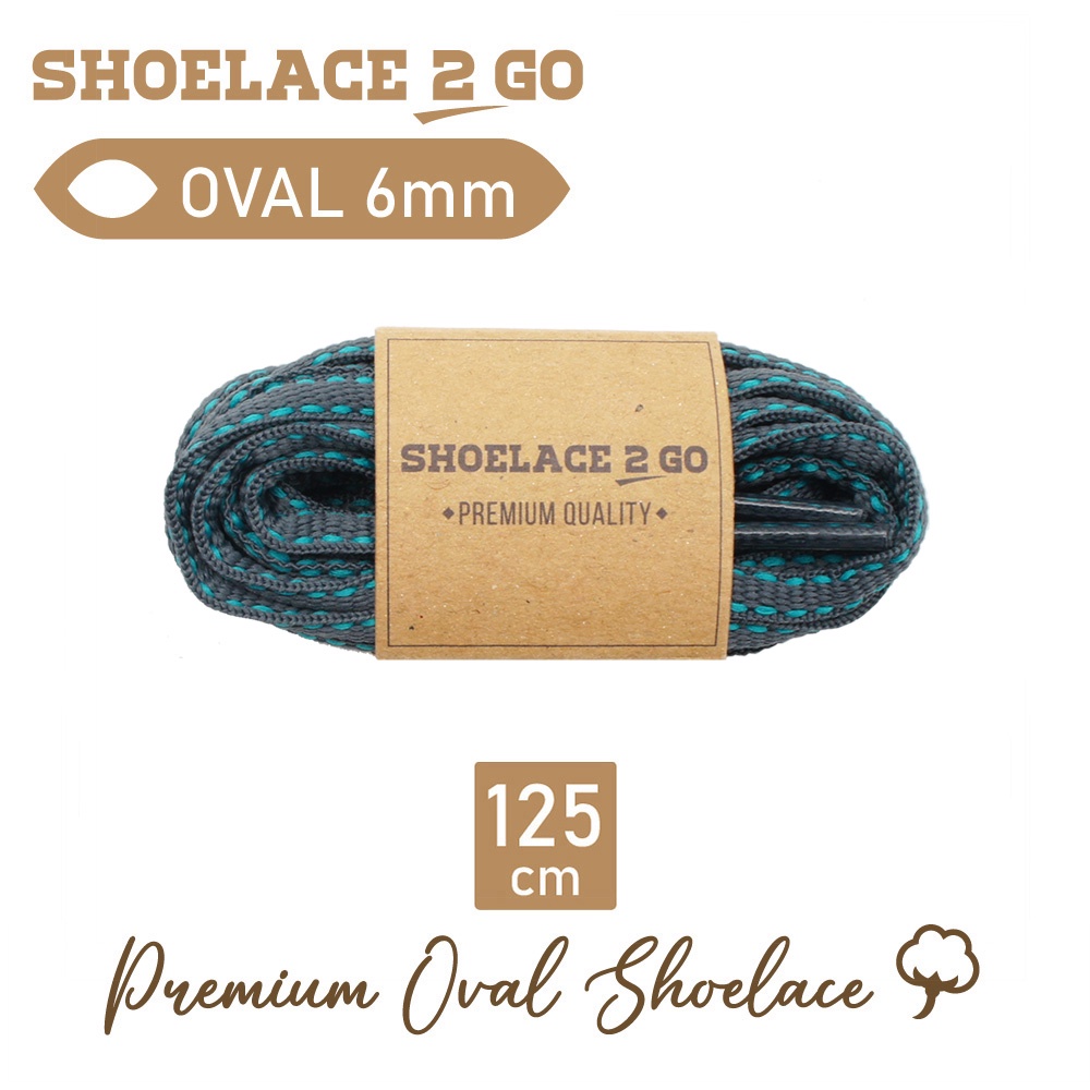 SHOELACE 2 GO PREMIUM TALI SEPATU MOTIF LONJONG OVAL N1 GREY TOSCA - 125CM