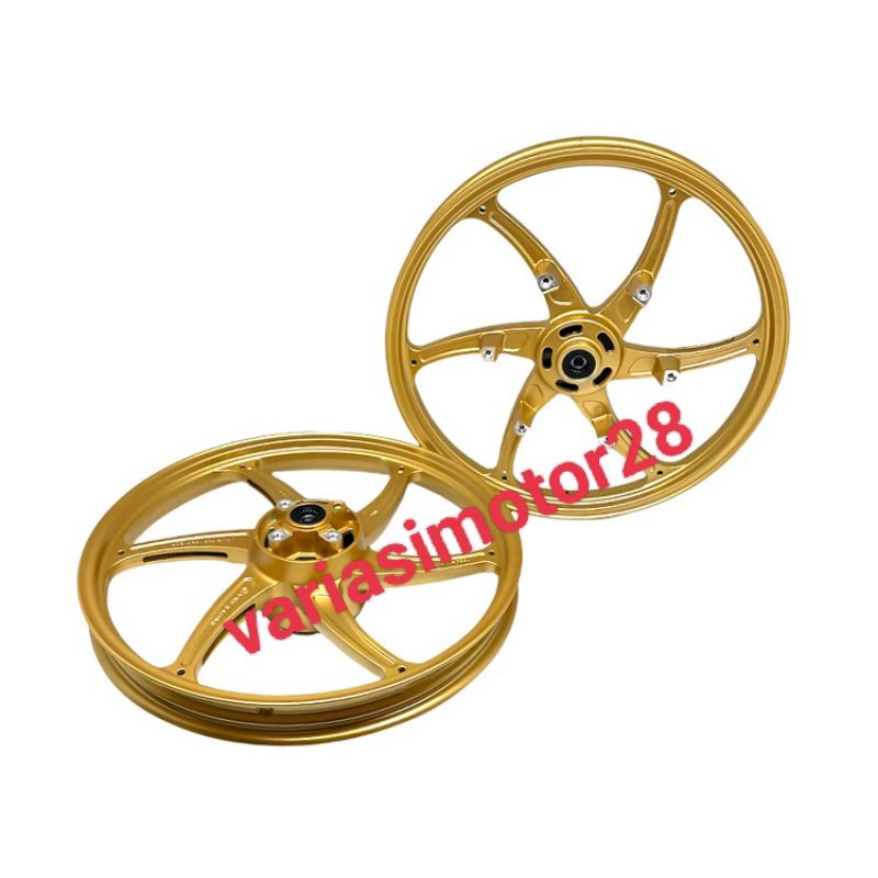 VELG VND SIX STAR SONIC 150R 160+160 RING 17 DEPAN BELAKANG GOLD MATTE VELG VND SONIC