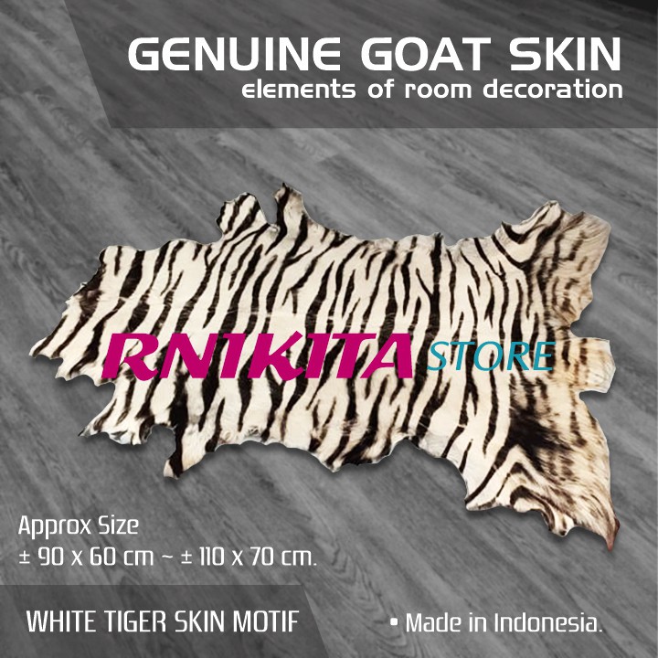 GENUINE GOAT SKIN WITH WHITE TIGER MOTIF - Kulit Kambing Asli Motif Macan Putih