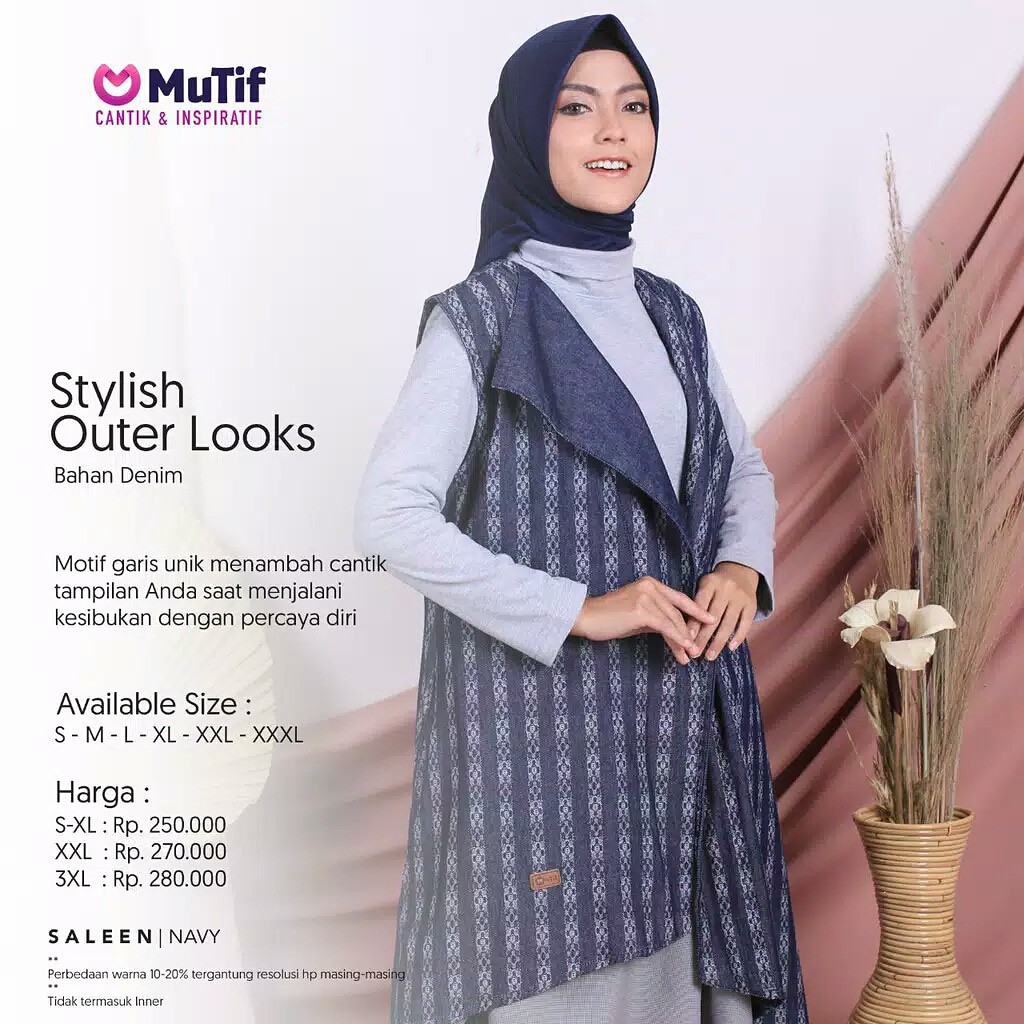 Cardigan Jeans MUTIF SALEEN Dark Blue | OUTER Muslimah - Cardigan - Cardigan/Outer | COD