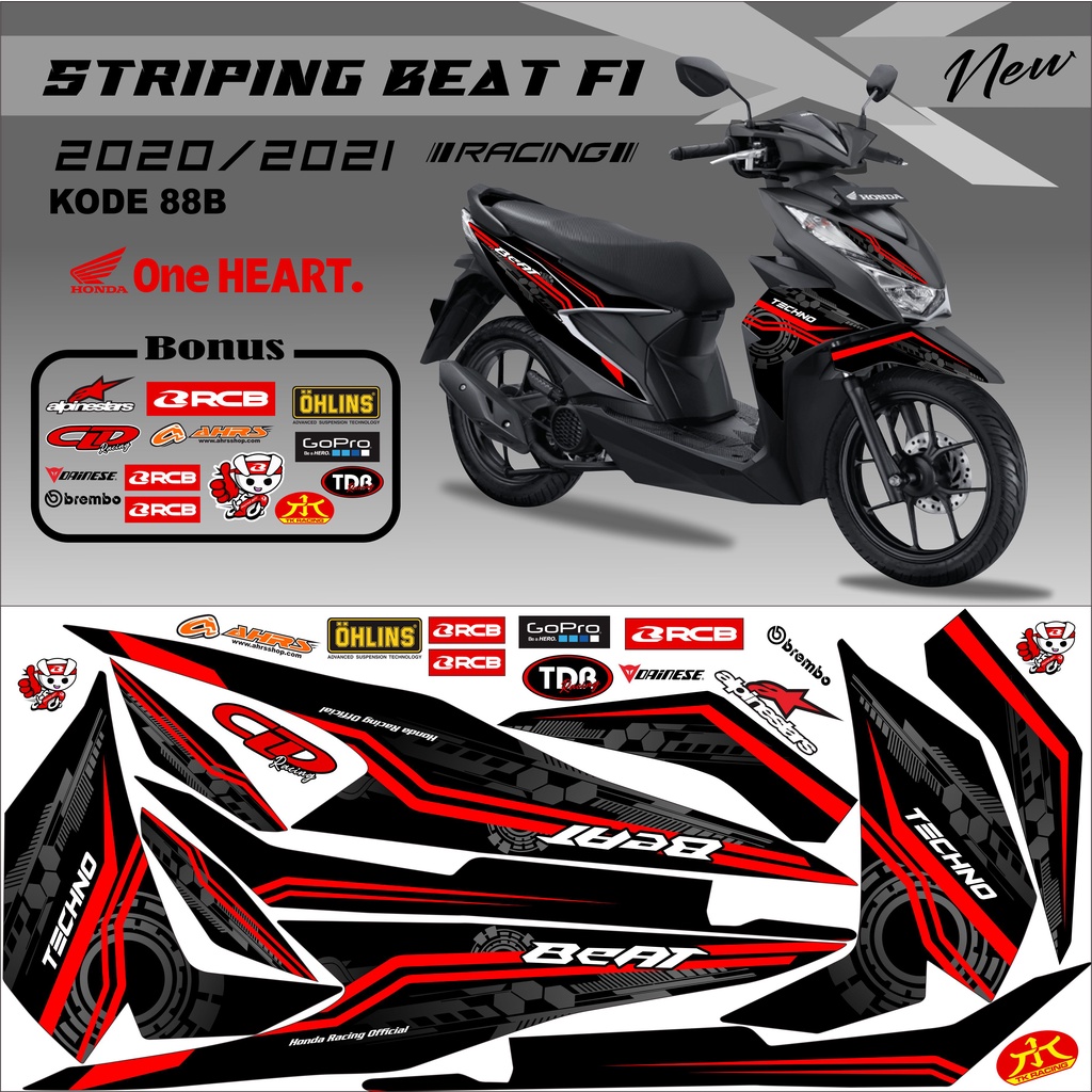 Striping Beat 2021 Variasi Stiker Motor Beat Kode 88