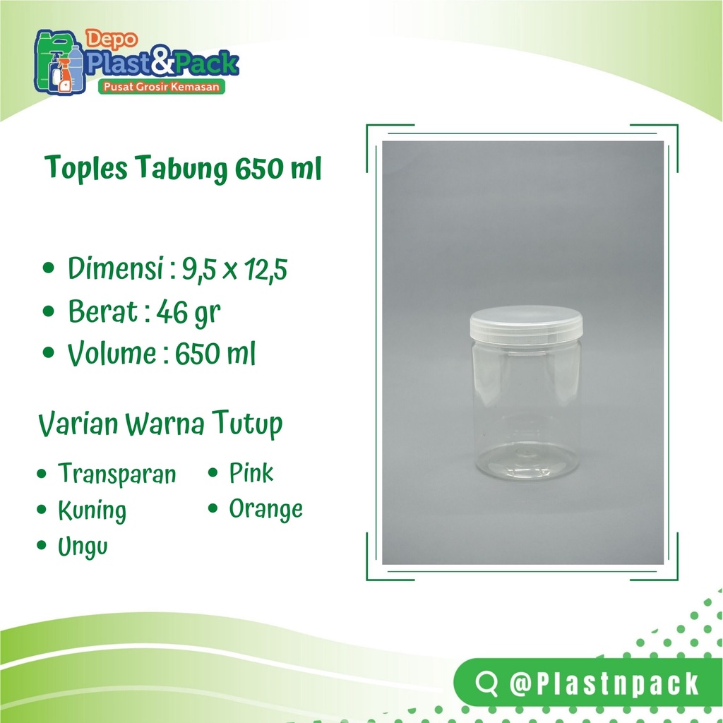 Toples Tabung 650 ml Standart | toples kue kering lebaran