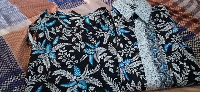 Batik Couple Keluarga Sania Ruffle Ori Ndoro Jowi Dnt Blarak Biru